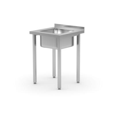 Dřezový stůl, šroubovaný, HENDI, Kitchen Line, umyvadlová mísa uprostřed, 600x600x(H)850mm | 816752